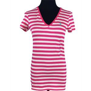 Ralph Lauren Sport Womens Pink White Striped T-Shirt Shirt Size‎ XS